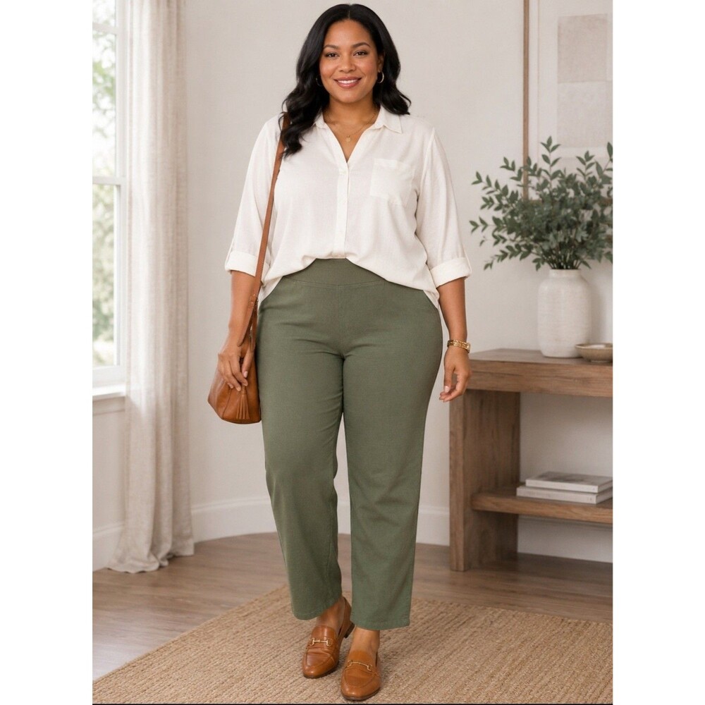 Ruby RD Pants Women 18W Green Pullover Straight Leg Jegging High Rise